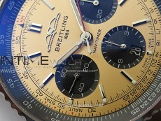 Navitimer B01 43mm SS BLSF 1:1 Best Edition RG Dial Black Subdial On Black Leather Strap A7750