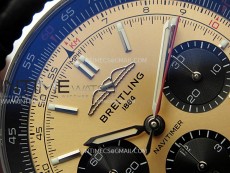 Navitimer B01 43mm SS BLSF 1:1 Best Edition RG Dial Black Subdial On Black Leather Strap A7750