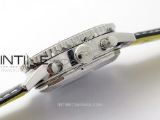 Navitimer B01 43mm SS BLSF 1:1 Best Edition RG Dial Black Subdial On Black Leather Strap A7750