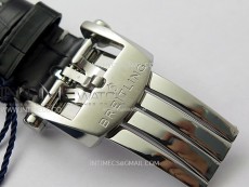 Navitimer B01 43mm SS BLSF 1:1 Best Edition RG Dial Black Subdial On Black Leather Strap A7750