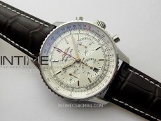 Navitimer B01 43mm SS BLSF 1:1 Best Edition White Dial On Brown Leather Strap A7750