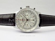 Navitimer B01 43mm SS BLSF 1:1 Best Edition White Dial On Brown Leather Strap A7750
