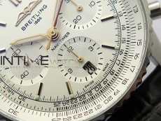 Navitimer B01 43mm SS BLSF 1:1 Best Edition White Dial On Brown Leather Strap A7750