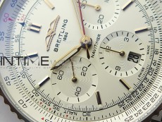 Navitimer B01 43mm SS BLSF 1:1 Best Edition White Dial On Brown Leather Strap A7750