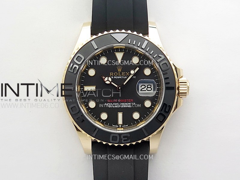 Yacht-Master 126655 Weight RG/Tungsten Gold WF 1:1 Best Edition Black Ceramic Bezel on Oysterflex Rubber Strap VS3235