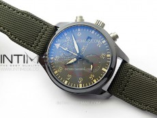 PILOT IW389002 Ceramic Case AZF 1:1 Best Edition Green Dial on Green Nylon Strap A7750 (function same as genuine)