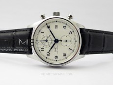 Portugieser Chrono Classic 42 IW390406 ZF 1:1 Best Edition White Dial Blue Markers on Black Leather Strap A7750