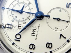 Portugieser Chrono Classic 42 IW390406 ZF 1:1 Best Edition White Dial Blue Markers on Black Leather Strap A7750