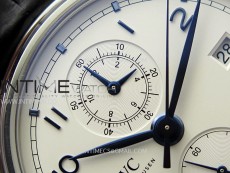 Portugieser Chrono Classic 42 IW390406 ZF 1:1 Best Edition White Dial Blue Markers on Black Leather Strap A7750