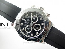 Daytona 116519 904L SS APSF 1:1 Best Edition Black Dial Diamonds Markers on Oysterflex Strap SH4130