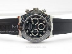 Daytona 116519 904L SS APSF 1:1 Best Edition Black Dial Diamonds Markers on Oysterflex Strap SH4130