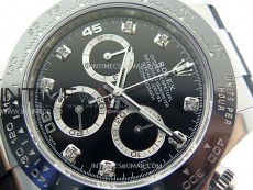 Daytona 116519 904L SS APSF 1:1 Best Edition Black Dial Diamonds Markers on Oysterflex Strap SH4130