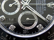 Daytona 116519 904L SS APSF 1:1 Best Edition Black Dial Diamonds Markers on Oysterflex Strap SH4130