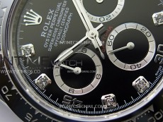Daytona 116519 904L SS APSF 1:1 Best Edition Black Dial Diamonds Markers on Oysterflex Strap SH4130