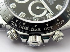 Daytona 116519 904L SS APSF 1:1 Best Edition Black Dial Diamonds Markers on Oysterflex Strap SH4130