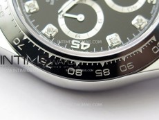 Daytona 116519 904L SS APSF 1:1 Best Edition Black Dial Diamonds Markers on Oysterflex Strap SH4130