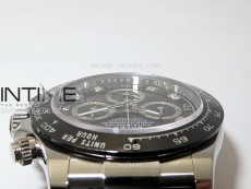Daytona 116519 904L SS APSF 1:1 Best Edition Black Dial Diamonds Markers on Oysterflex Strap SH4130