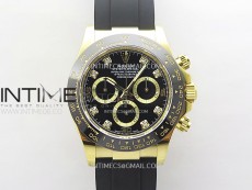 Daytona 116518 YG APSF 1:1 Best Edition Black Dial Diamonds Markers on Oysterflex Rubber Strap SH4130