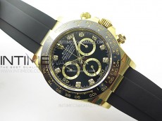 Daytona 116518 YG APSF 1:1 Best Edition Black Dial Diamonds Markers on Oysterflex Rubber Strap SH4130