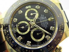 Daytona 116518 YG APSF 1:1 Best Edition Black Dial Diamonds Markers on Oysterflex Rubber Strap SH4130