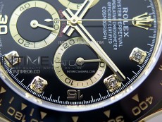Daytona 116518 YG APSF 1:1 Best Edition Black Dial Diamonds Markers on Oysterflex Rubber Strap SH4130