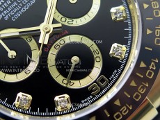 Daytona 116518 YG APSF 1:1 Best Edition Black Dial Diamonds Markers on Oysterflex Rubber Strap SH4130