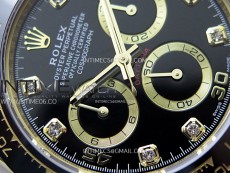 Daytona 116518 YG APSF 1:1 Best Edition Black Dial Diamonds Markers on Oysterflex Rubber Strap SH4130