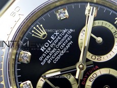 Daytona 116518 YG APSF 1:1 Best Edition Black Dial Diamonds Markers on Oysterflex Rubber Strap SH4130
