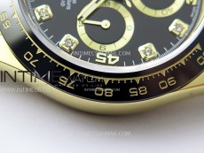 Daytona 116518 YG APSF 1:1 Best Edition Black Dial Diamonds Markers on Oysterflex Rubber Strap SH4130