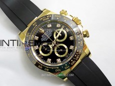 Daytona 116518 YG APSF 1:1 Best Edition Black Dial Diamonds Markers on Oysterflex Rubber Strap SH4130