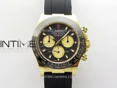Daytona 116518 YG APSF 1:1 Best Edition Black Dial Gold Subdail on Oysterflex Rubber Strap SH4130