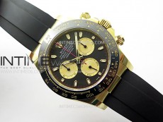 Daytona 116518 YG APSF 1:1 Best Edition Black Dial Gold Subdail on Oysterflex Rubber Strap SH4130