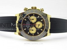 Daytona 116518 YG APSF 1:1 Best Edition Black Dial Gold Subdail on Oysterflex Rubber Strap SH4130