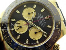 Daytona 116518 YG APSF 1:1 Best Edition Black Dial Gold Subdail on Oysterflex Rubber Strap SH4130