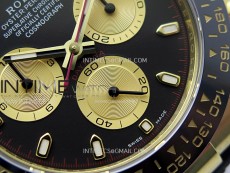 Daytona 116518 YG APSF 1:1 Best Edition Black Dial Gold Subdail on Oysterflex Rubber Strap SH4130