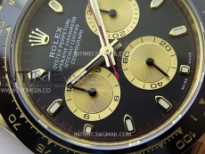 Daytona 116518 YG APSF 1:1 Best Edition Black Dial Gold Subdail on Oysterflex Rubber Strap SH4130