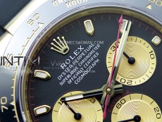 Daytona 116518 YG APSF 1:1 Best Edition Black Dial Gold Subdail on Oysterflex Rubber Strap SH4130