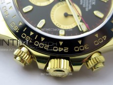 Daytona 116518 YG APSF 1:1 Best Edition Black Dial Gold Subdail on Oysterflex Rubber Strap SH4130