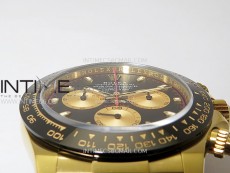 Daytona 116518 YG APSF 1:1 Best Edition Black Dial Gold Subdail on Oysterflex Rubber Strap SH4130
