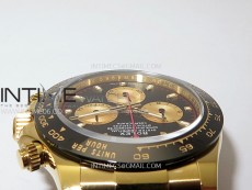 Daytona 116518 YG APSF 1:1 Best Edition Black Dial Gold Subdail on Oysterflex Rubber Strap SH4130