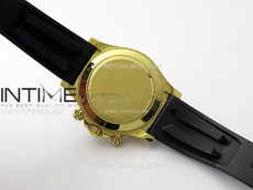 Daytona 116518 YG APSF 1:1 Best Edition Black Dial Gold Subdail on Oysterflex Rubber Strap SH4130