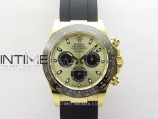 Daytona 116518 YG APSF 1:1 Best Edition YG Dial Black Subdail on Oysterflex Rubber Strap SH4130