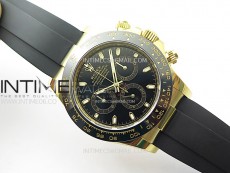 Daytona 116518 YG APSF 1:1 Best Edition Black Dial Black Subdial on Oysterflex Rubber Strap SH4130