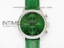 Portuguese 40mm Chrono SS Green Dial on Leather Strap A7750