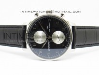 Portuguese 40mm Chrono SS Black Dial Sliver subdial on Leather Strap A7750