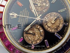 Daytona Rainbow Bezel White Carbon Case GETF Best Black Dial on Pink Nylon Strap SA4130