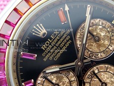 Daytona Rainbow Bezel White Carbon Case GETF Best Black Dial on Pink Nylon Strap SA4130