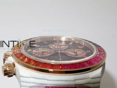 Daytona Rainbow Bezel White Carbon Case GETF Best Black Dial on Pink Nylon Strap SA4130
