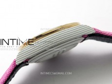 Daytona Rainbow Bezel White Carbon Case GETF Best Black Dial on Pink Nylon Strap SA4130