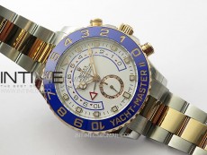 YachtMaster II 116681 Blue Ceramic Bezel SS/RG KF 1:1 Best Edition White Dial on Bracelet A7750